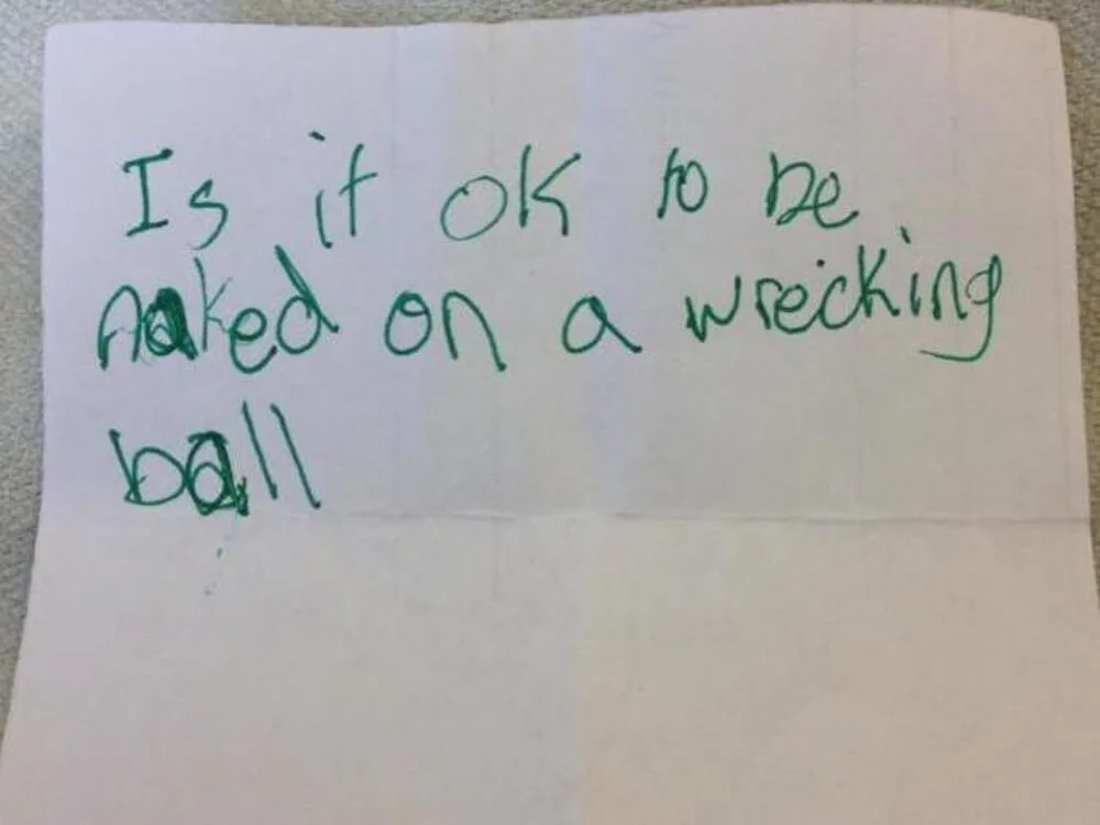 Written question from a sexual education class: Is it okay to be naked on a wrecking ball?
