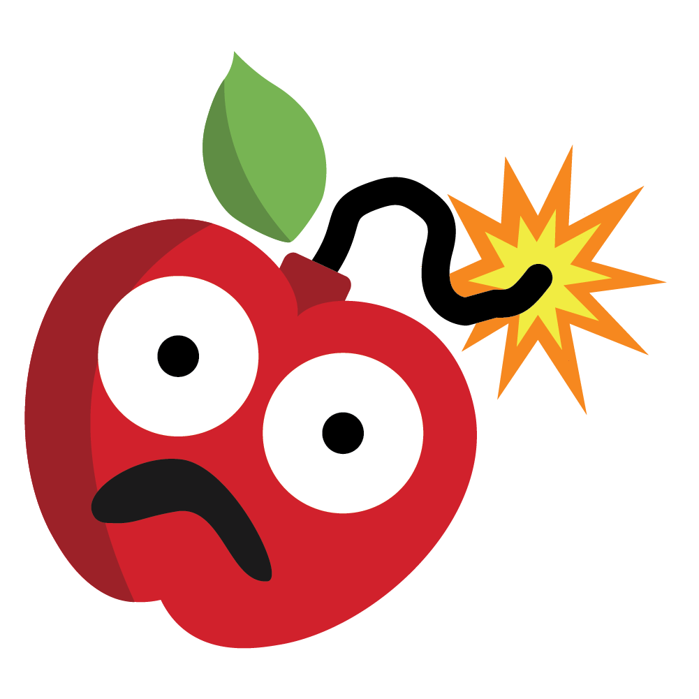 Miserable apple bomb icon.