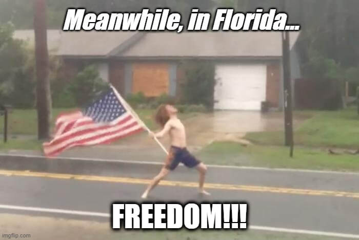 The Florida Storm Man looking epic and braving the incoming hurricane.