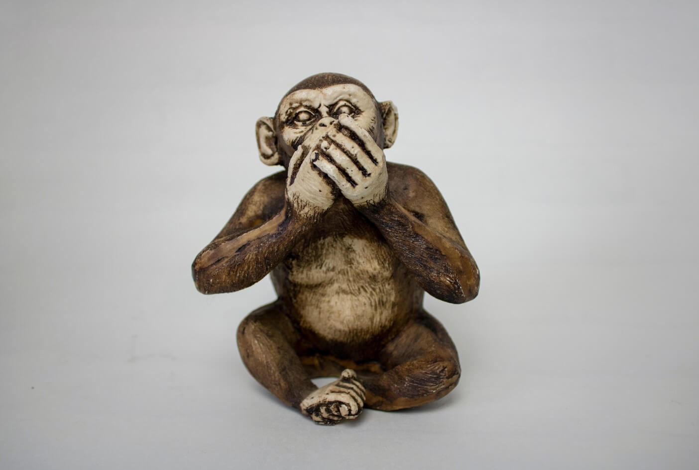 A "speak no evil" monkey with its hands over its mouth representing the social filter good teachers maintain.