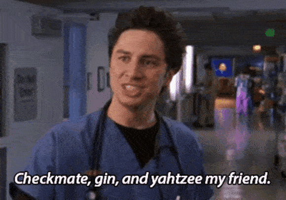 A GIF of JD from Scrubs affirming the truth of the student's test answer.