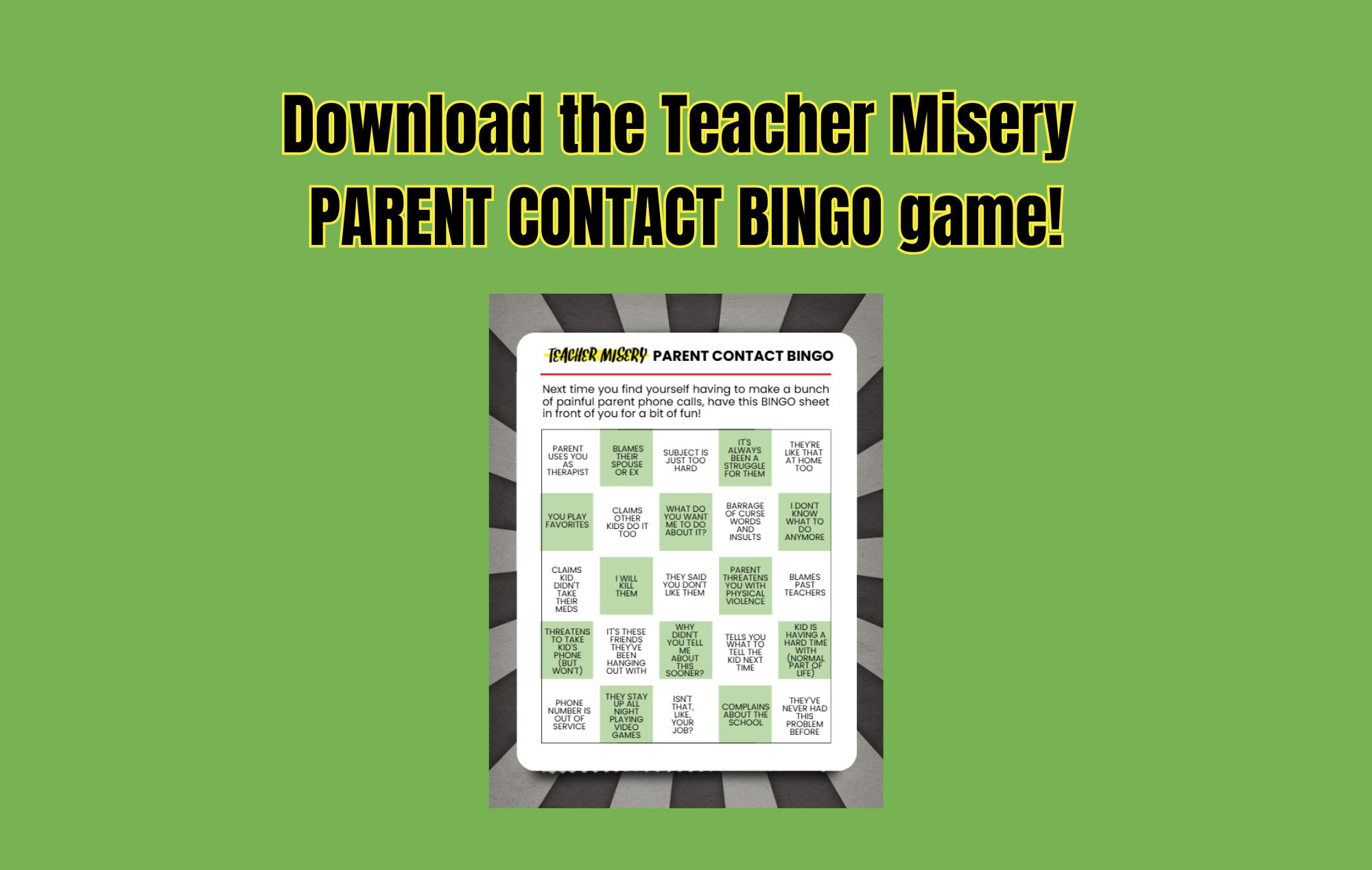 Parent Contact BINGO